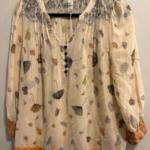 Floreat Rainy Day Printed Silk Top
